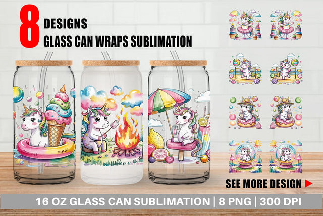 Glass Can Candy Unicorn Summer Sublimation artnoy 