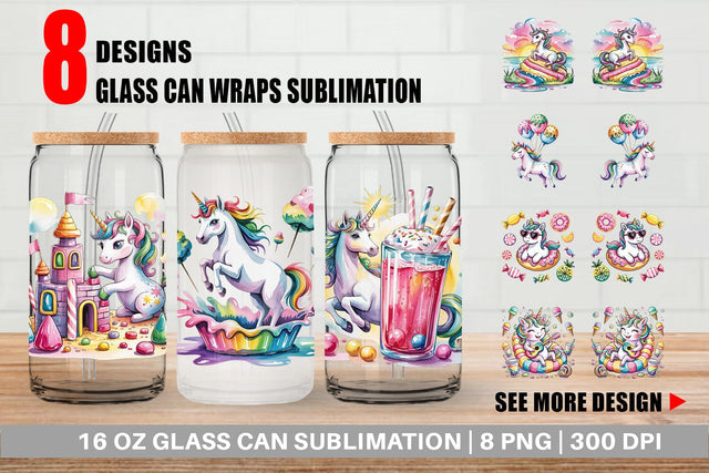 Glass Can Candy Unicorn Summer Sublimation artnoy 