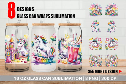 Glass Can Candy Unicorn Summer Sublimation artnoy 