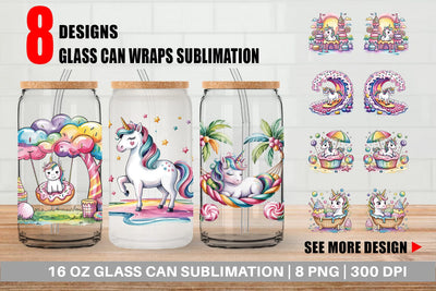 Glass Can Candy Unicorn Summer Sublimation artnoy 