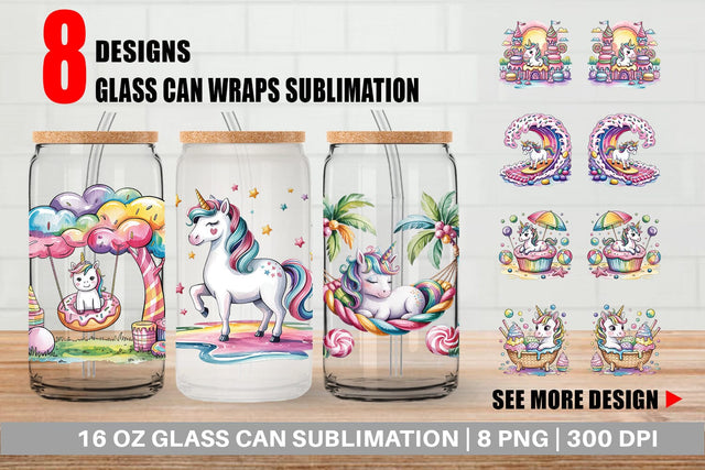 Glass Can Candy Unicorn Summer Sublimation artnoy 