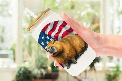 Glass Can Capybara 4th of July Sublimation artnoy 