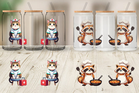 Glass Can Career Animals Sublimation artnoy 