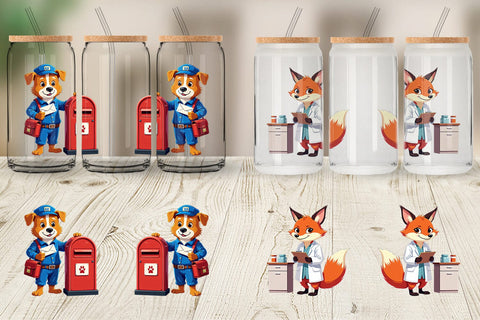 Glass Can Career Animals Sublimation artnoy 