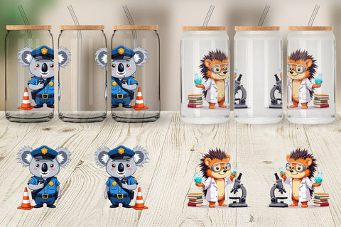 Glass Can Career Animals Sublimation artnoy 