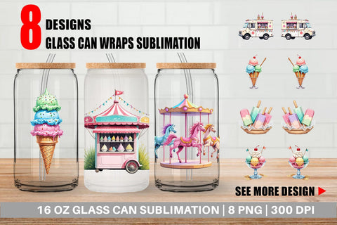 Glass Can Carnival Ice Cream Sublimation artnoy 