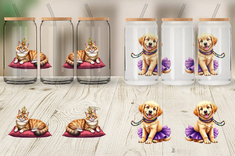 Glass Can Carnival Jungle Watercolor Safari Mardi Gras Sublimation artnoy 