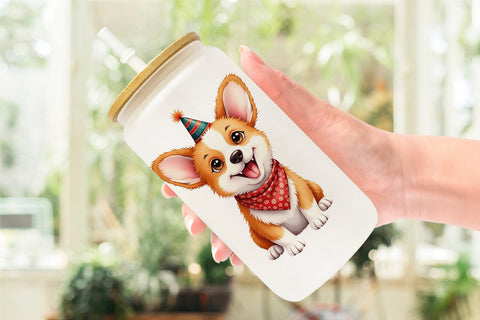 Glass Can Carnival Jungle Watercolor Safari Mardi Gras Sublimation artnoy 