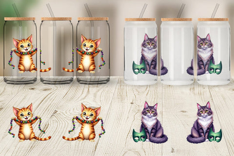 Glass Can Carnival Jungle Watercolor Safari Mardi Gras Sublimation artnoy 