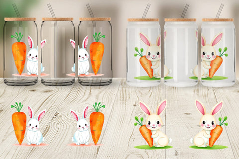 Glass Can Carrot Bunny Sublimation artnoy 