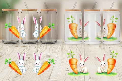 Glass Can Carrot Bunny Sublimation artnoy 
