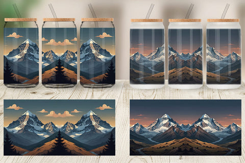 Glass Can Cartoon Mount Everest Sublimation artnoy 
