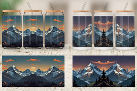Glass Can Cartoon Mount Everest Sublimation artnoy 