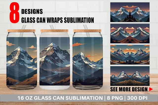 Glass Can Cartoon Mount Everest Sublimation artnoy 