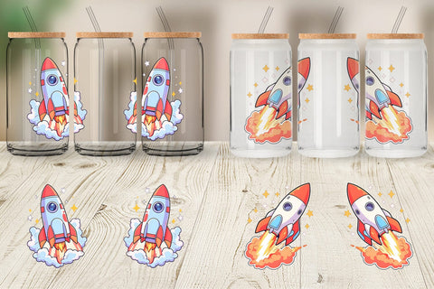 Glass Can Cartoon Rocket Sublimation artnoy 