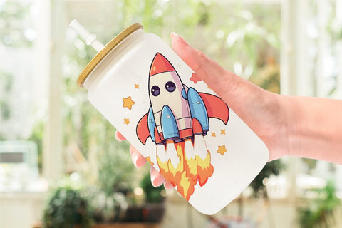 Glass Can Cartoon Rocket Sublimation artnoy 