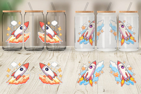 Glass Can Cartoon Rocket Sublimation artnoy 