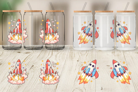 Glass Can Cartoon Rocket Sublimation artnoy 