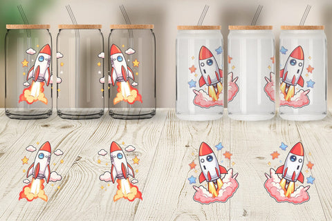 Glass Can Cartoon Rocket Sublimation artnoy 