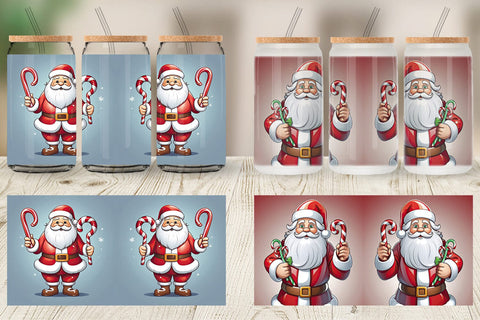 Glass Can Cartoon Santa Claus Sublimation artnoy 