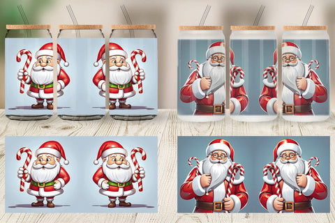 Glass Can Cartoon Santa Claus Sublimation artnoy 