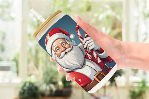 Glass Can Cartoon Santa Claus Sublimation artnoy 