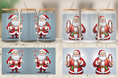 Glass Can Cartoon Santa Claus Sublimation artnoy 