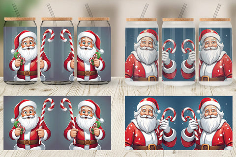 Glass Can Cartoon Santa Claus Sublimation artnoy 
