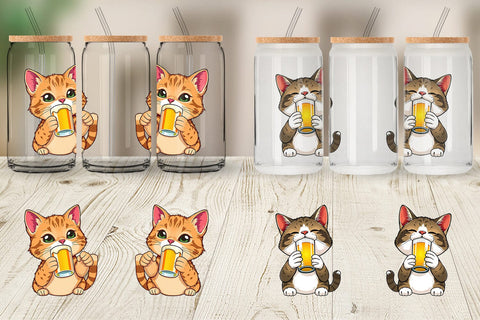 Glass Can Cat Beer Day Sublimation artnoy 