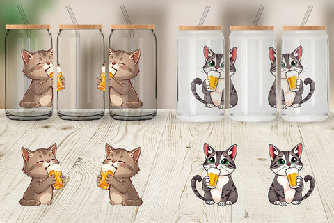 Glass Can Cat Beer Day Sublimation artnoy 