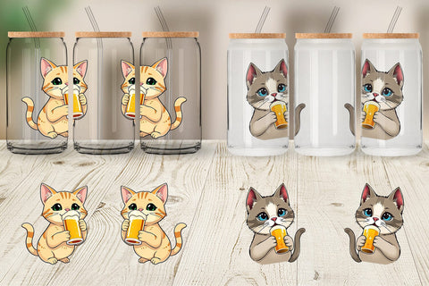 Glass Can Cat Beer Day Sublimation artnoy 