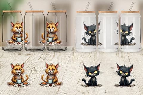 Glass Can Cat Chaos Sublimation artnoy 