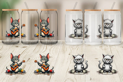 Glass Can Cat Chaos Sublimation artnoy 