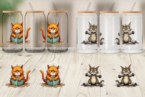 Glass Can Cat Chaos Sublimation artnoy 