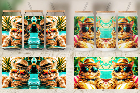 Glass Can Cat in Summer Sublimation artnoy 