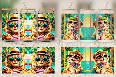 Glass Can Cat in Summer Sublimation artnoy 