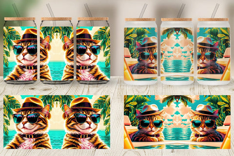 Glass Can Cat in Summer Sublimation artnoy 