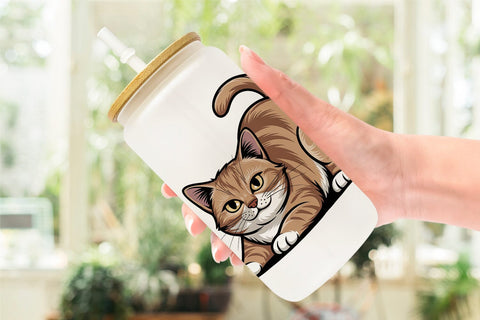 Glass Can Cat Mood Expressions Sublimation artnoy 