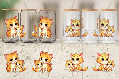 Glass Can Cat Mother's Day Sublimation artnoy 