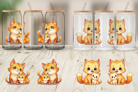 Glass Can Cat Mother's Day Sublimation artnoy 