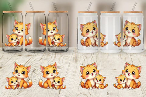 Glass Can Cat Mother's Day Sublimation artnoy 
