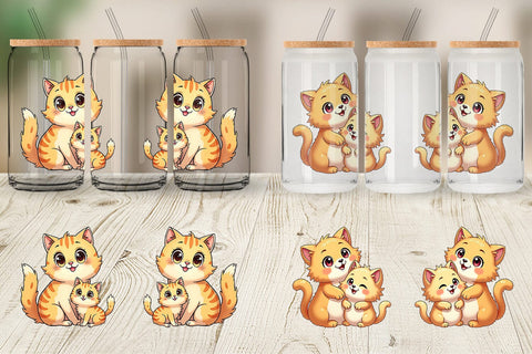 Glass Can Cat Mother's Day Sublimation artnoy 