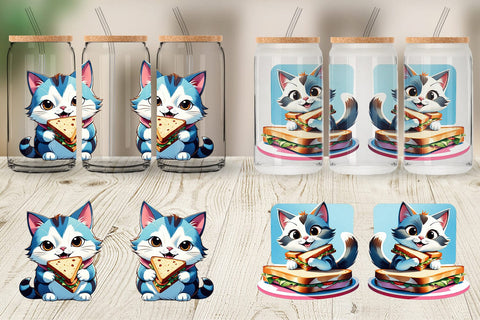 Glass Can Cat with Sandwich Sublimation artnoy 