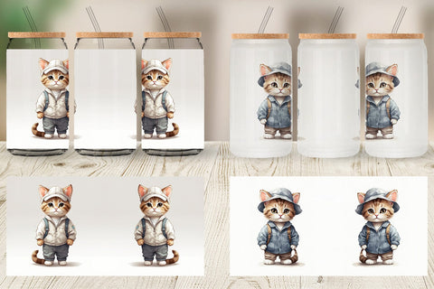 Glass Can Cat Work Sublimation artnoy 