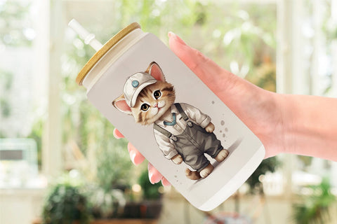 Glass Can Cat Work Sublimation artnoy 