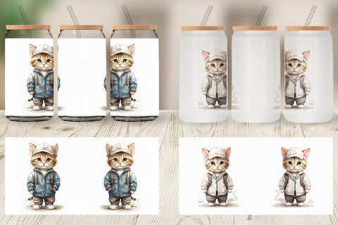 Glass Can Cat Work Sublimation artnoy 