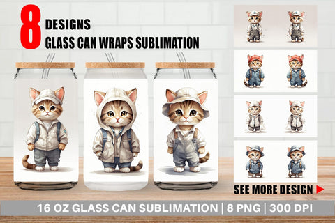 Glass Can Cat Work Sublimation artnoy 
