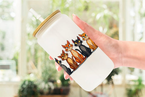 Glass Can Cats Emotion Sublimation artnoy 