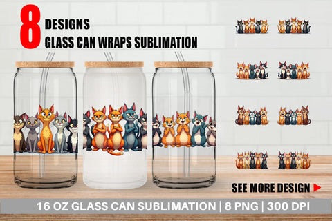 Glass Can Cats Emotion Sublimation artnoy 
