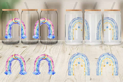 Glass Can Celestial Boho Rainbow Sublimation artnoy 